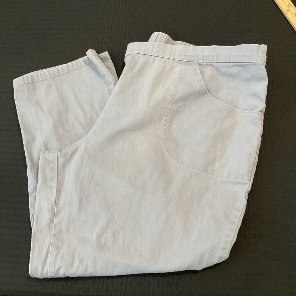 Just My Size Pants Womens Petite 3X Gray Chino Pull On Elastic Waist Stretch